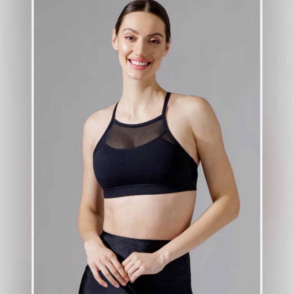 Black Mesh Halter Swim Top Mesh Panel Tie Closure Size 3X